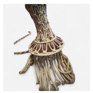 70s macrame ceramic tulip lamp